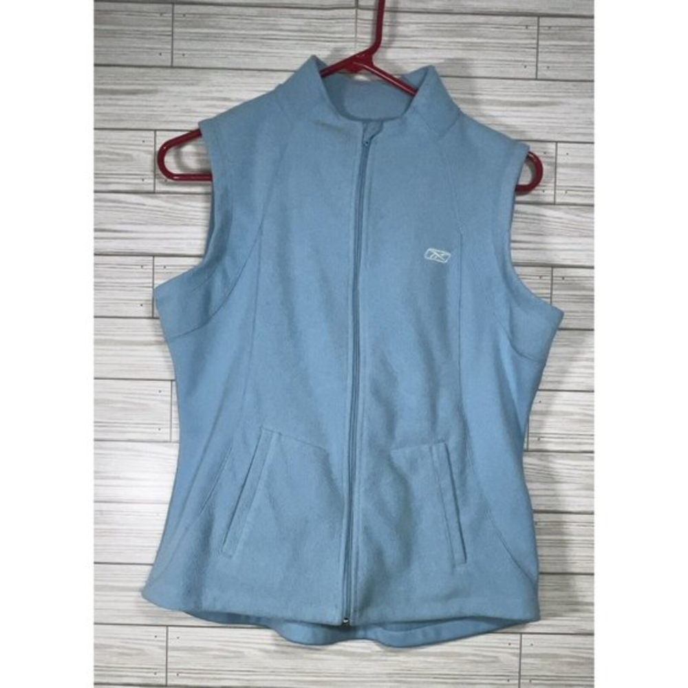 Reebok Vest Womens‎ Medium Blue Full Zip Fleece Polyester Sleeveless Athletic
